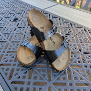 Birkenstock Sydney 38 Metallic Black Sandals